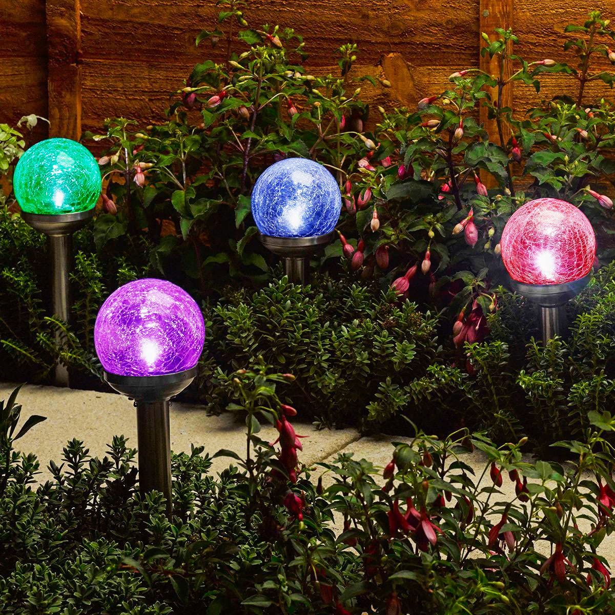 Solar Lights Outdoor Christmas Yard Decoration, Cracked Glass Ball Dual