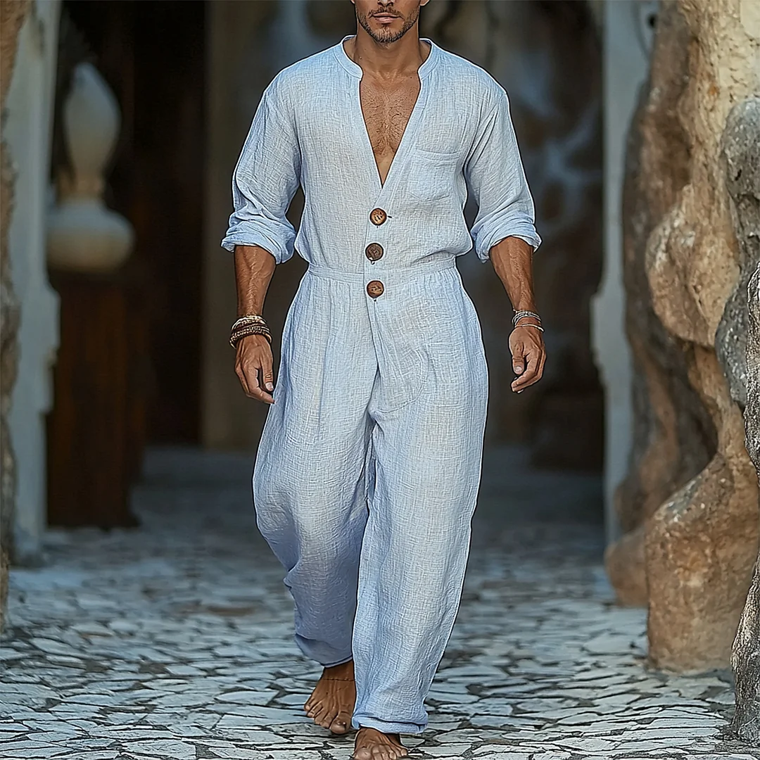 Men's Linen Jumpsuit-inspireuse