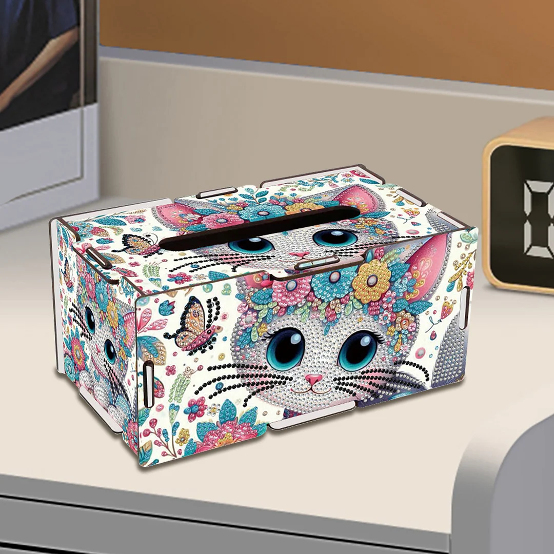 Wooden Diamond Painting Tissue Box for Home and Office Decoration(CZH001)