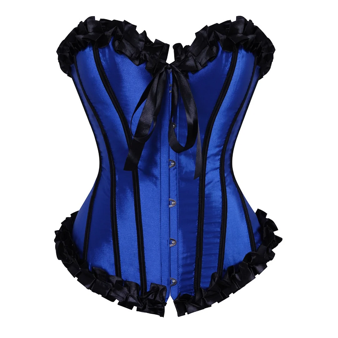 Billionm Lace up Boned Overbust Corset Bustier Rhinestone Satin Costume Showgirl Top Lingerie Plus Size S-6X