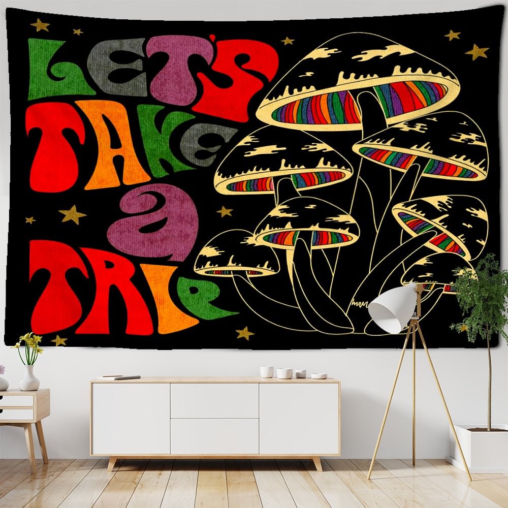 Psychedelic Mushroom Tapestry Wall Hanging Aesthetic Witchcraft Bohemian TAPIZ Girls Dormitory Home Room Decor