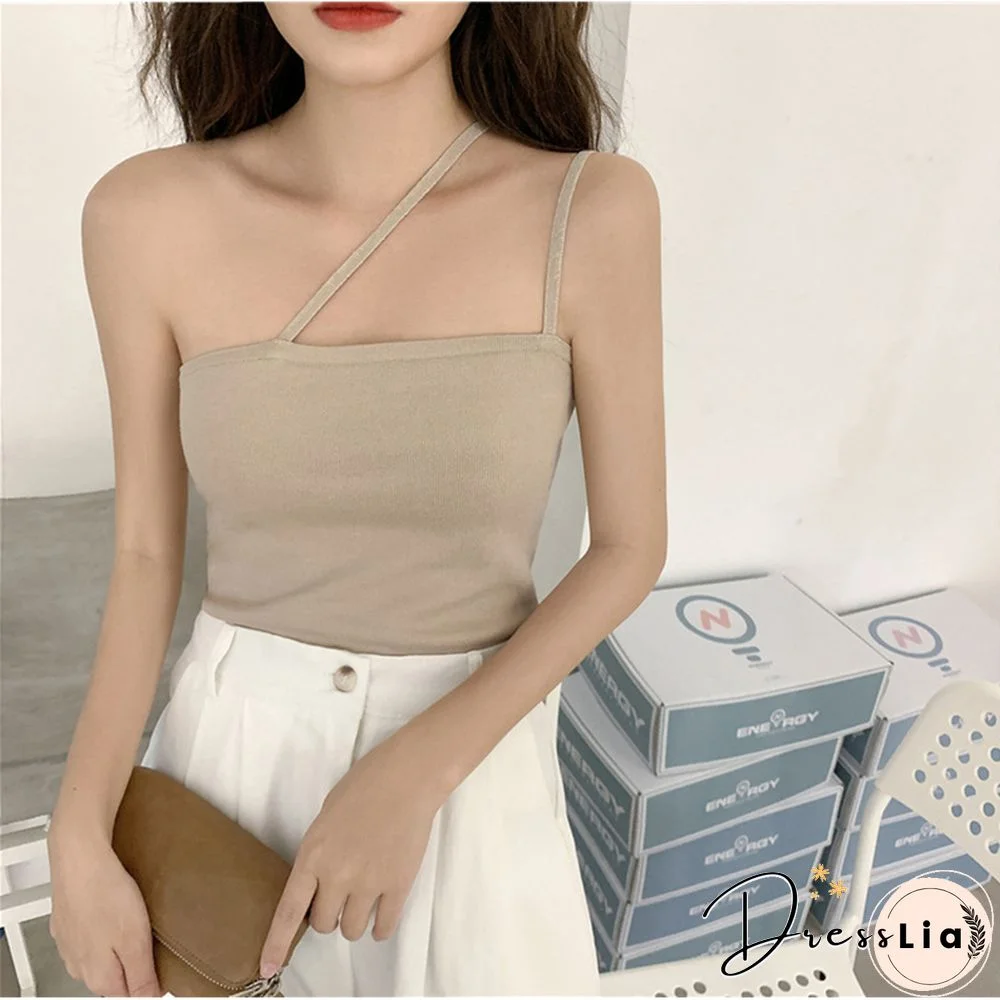 Summer Camisole Women's Double Strap Tank Vest Tops Skinny Elastic Orange Crop Tanks Summer Bottom Green Camis Top Vest Femme