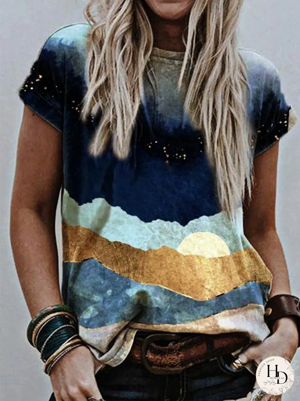 Ombre/tie-Dye Casual T-shirt