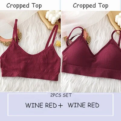 Women Tank Crop Top Seamless Underwear Crop Tops Sexy Lingerie Backless Bra Push Up Bralette Brassiere Intimate Camisole Femme