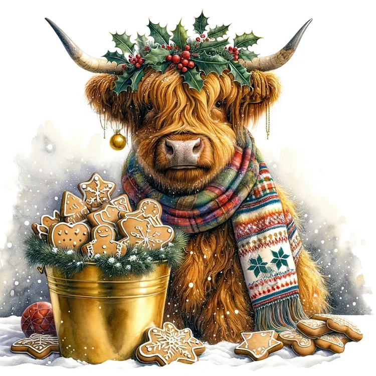 Highland Cow Baby 35*35CM (Canvas) Full Round Drill Diamond Painting gbfke