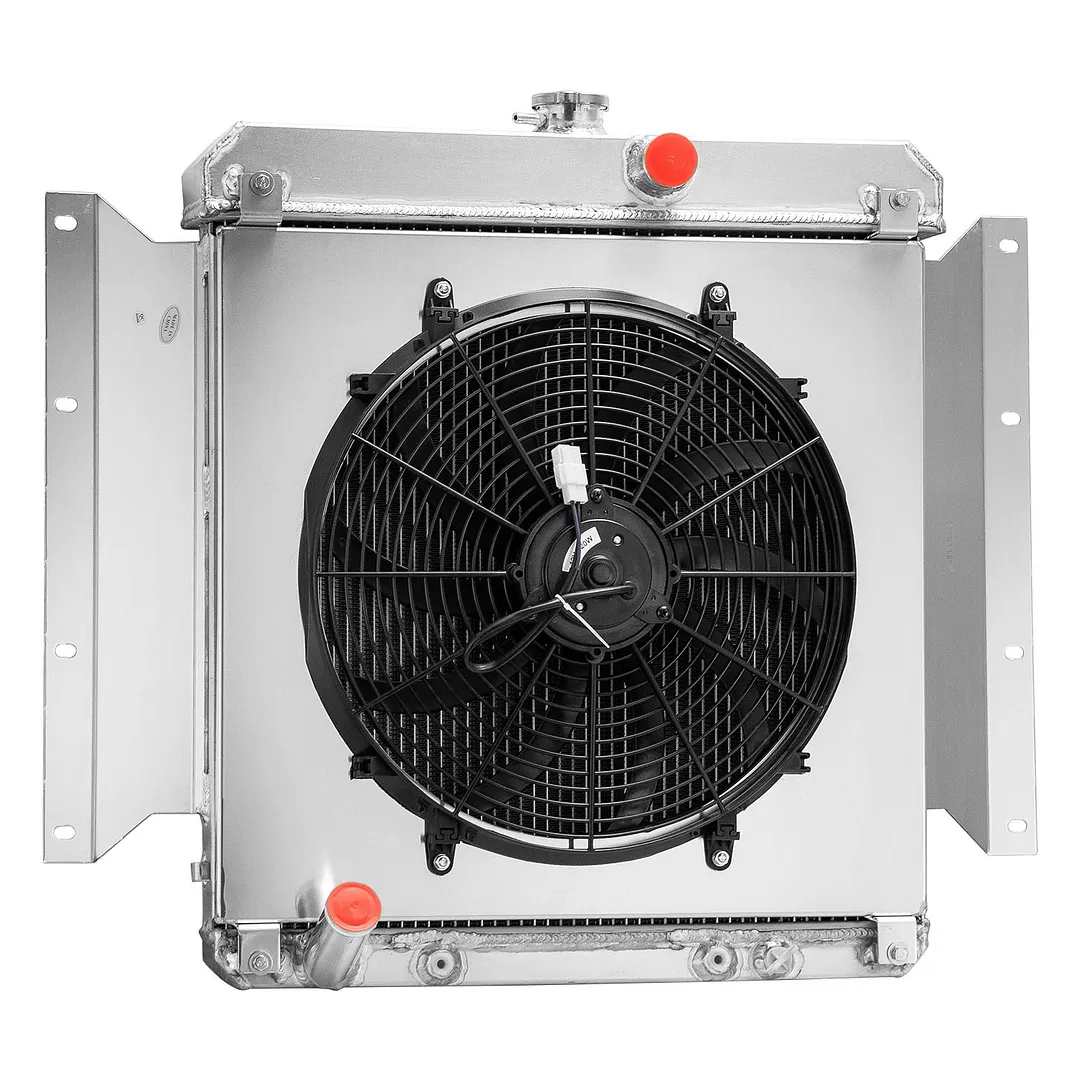 Poll1080 Radiator Alloyworks 4 Row Aluminum Radiator with Shroud Fan For 1961-1969 Dodge ...