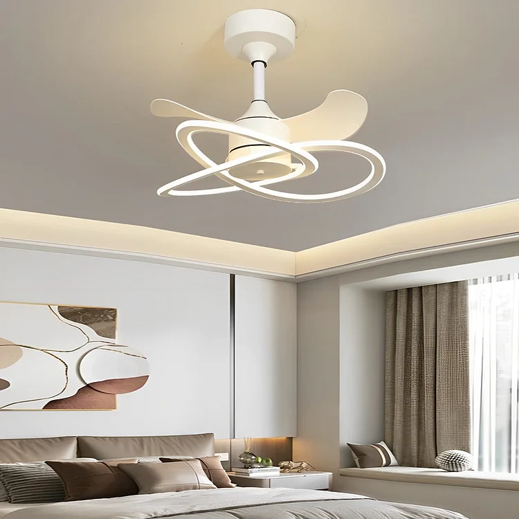 Waves Flower LED Mute Timing Creative Nordic Bladeless Ceiling Fans - Appledas