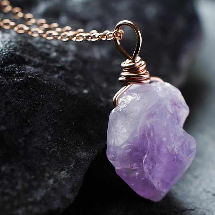 Olivenorma Delicate Amethyst Natural Crystal Necklace