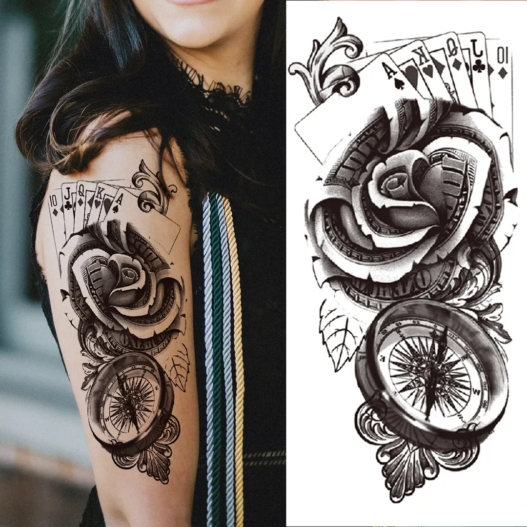 Sdrawing Pendant Temporary Tattoo For Women Men Butterfly Elephant Flower Fake Tattoo Waterproof Half Sleeve Thigh Tatoo Sticker