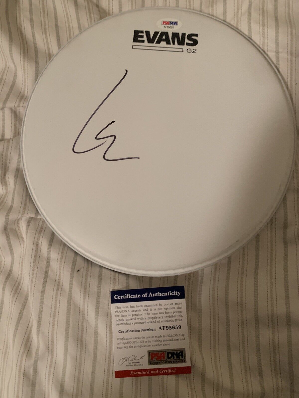 Lars Ulrich Metallica Signed Drum Head Drum Skin Psa Coa