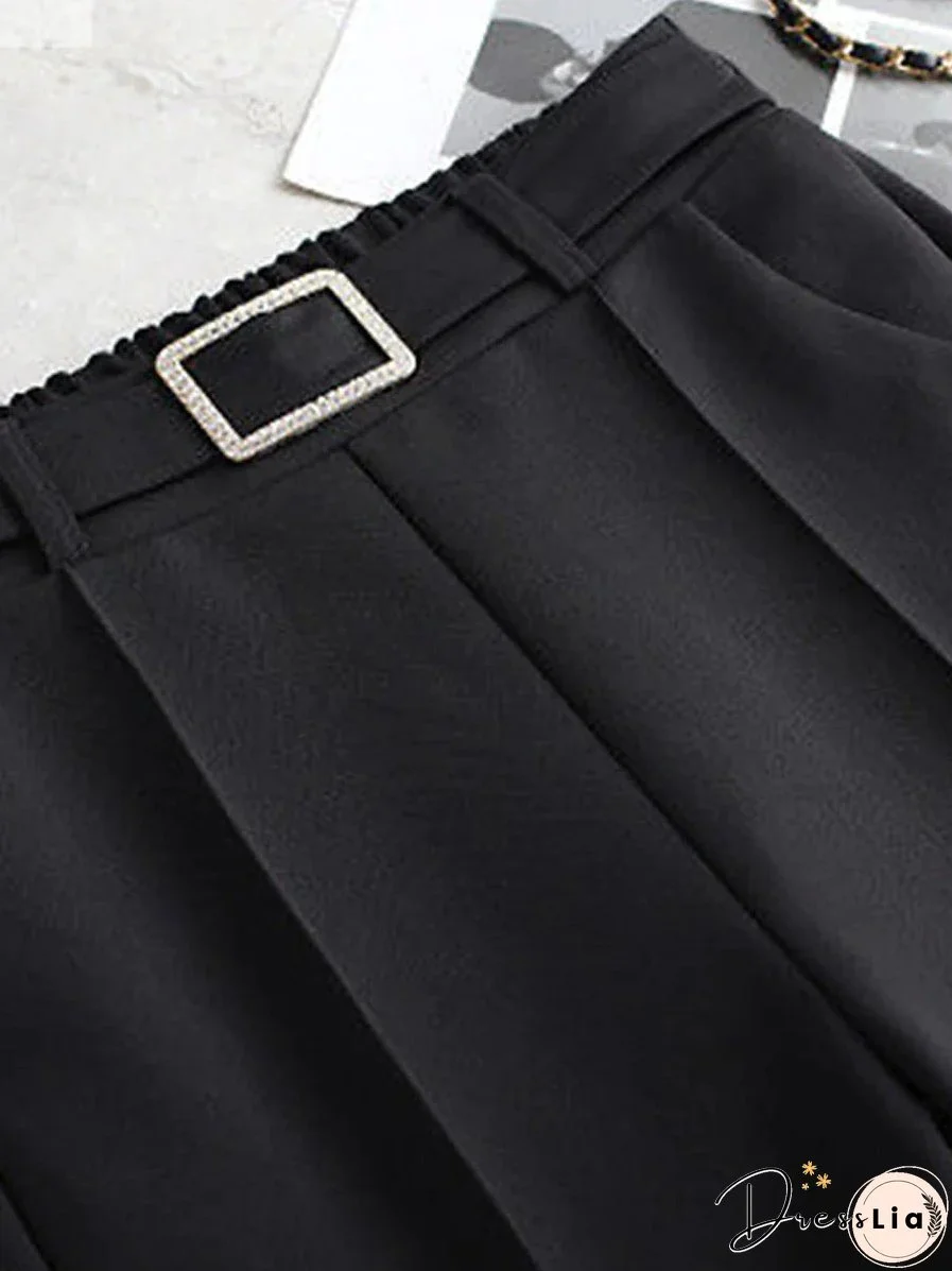 Women&lsquo;s Dress Work Pants Trousers Full Length Micro-elastic High Waist Fashion Streetwear Daily Navy Black S M Fall Winter