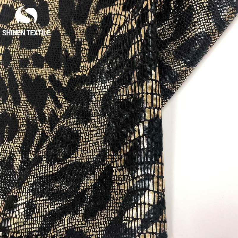 100%polyester,160G,kin pattern glitter foil print knitted fabric