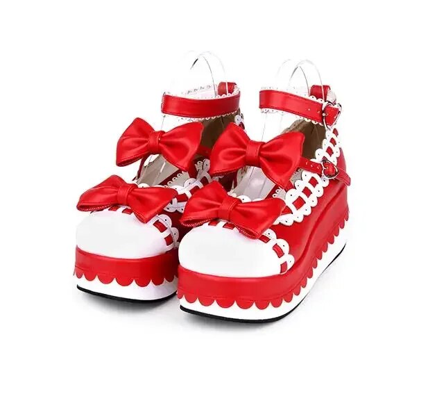 VCshoes Woman Mori Girl Lolita Cosplay Shoes Lady High Wedges Heels Pumps Women Princess Dress Party Shoes 7cm