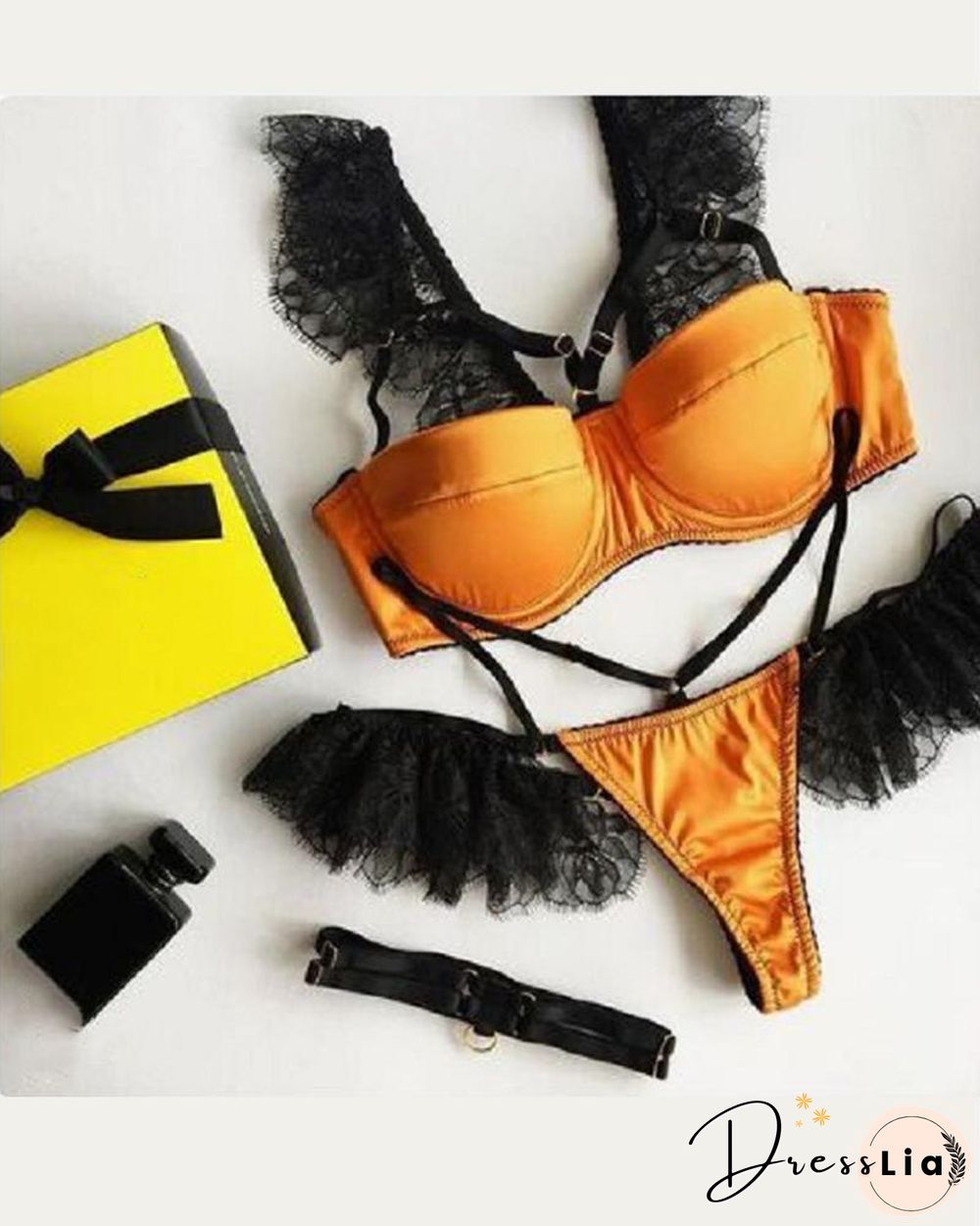 Lace Hem Patchwork Bra Sets P12975