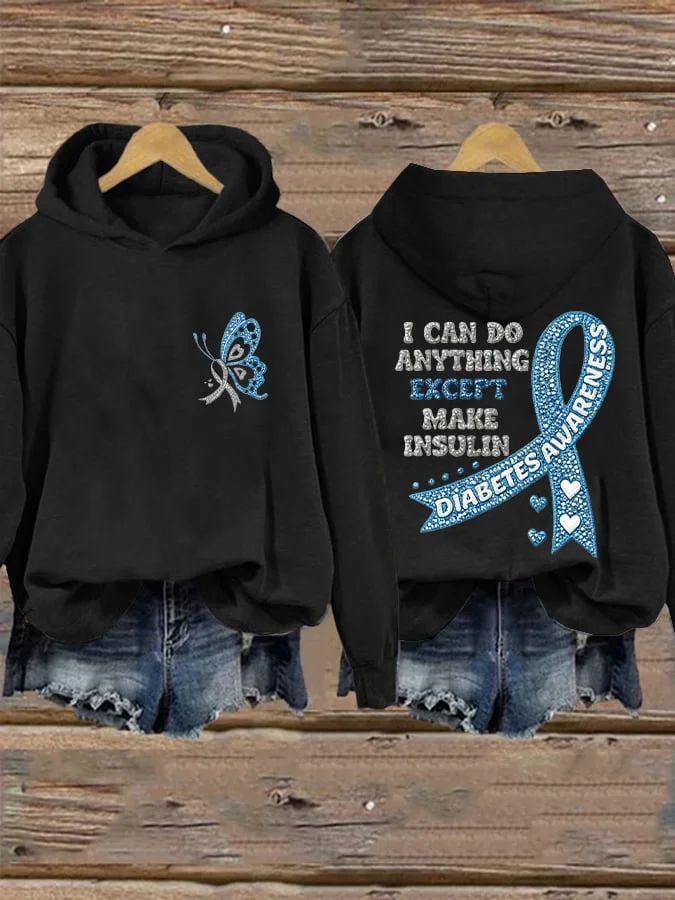 Women's  I Can Do Anything Except Make Insulin Print Round Neck Sweatshirt socialshop