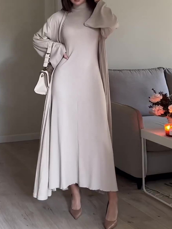 High Collar Casual Loose Solid Color Slim Shawl Suit Skirt | Oxredo Shop Ramadan Sale