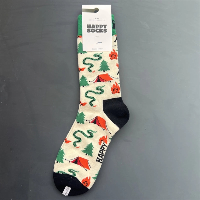 Women’s Vacation Minimalist Polka Dots Cotton Crew Socks A Pair