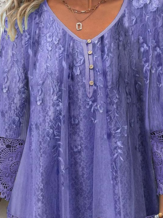 Women Half Sleeve V-neck Solid Color Dress