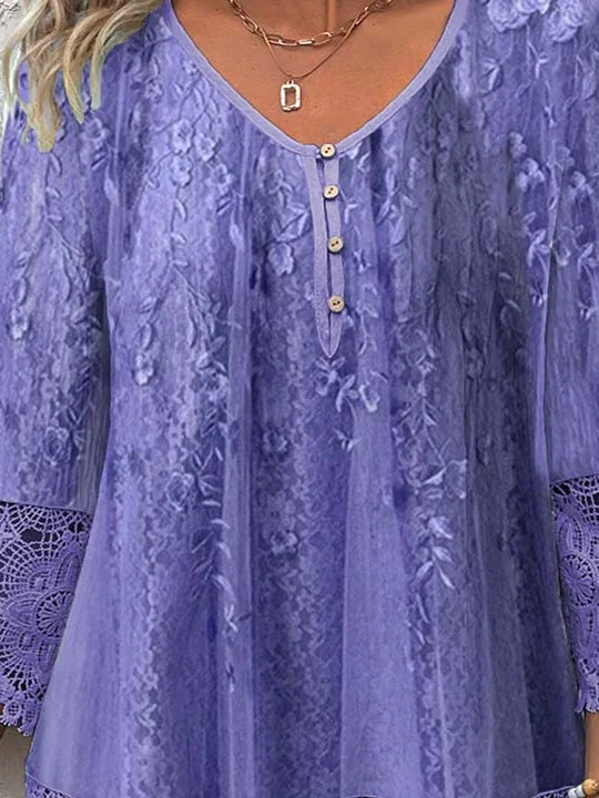 Women Half Sleeve V-neck Solid Color Dress