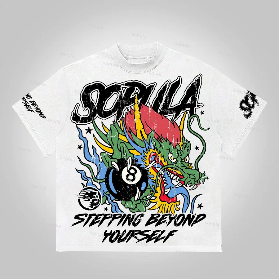 Sopula Dragon Ball 8 Retro Graphic 100% Cotton T-Shirt
