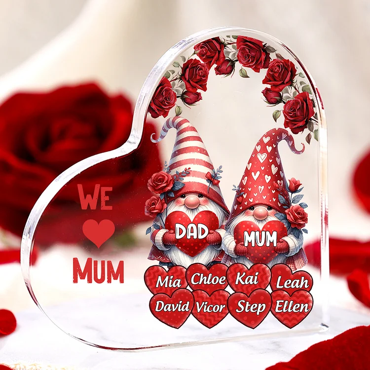 10 Names-Personalized Family Dwarf Acrylic Ornament-Custom Text Acrylic Family Heart Keepsake Desktop Ornament For Family
