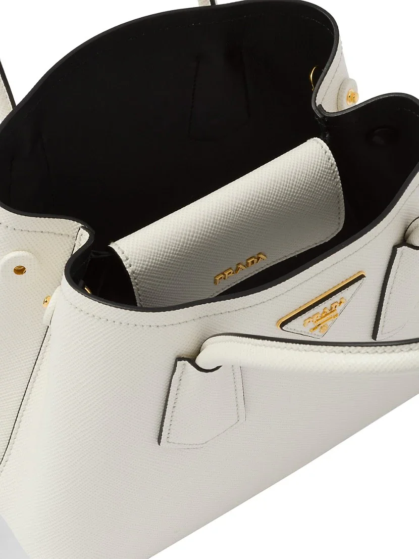 Prada Double Saffiano Leather Mini Bag white