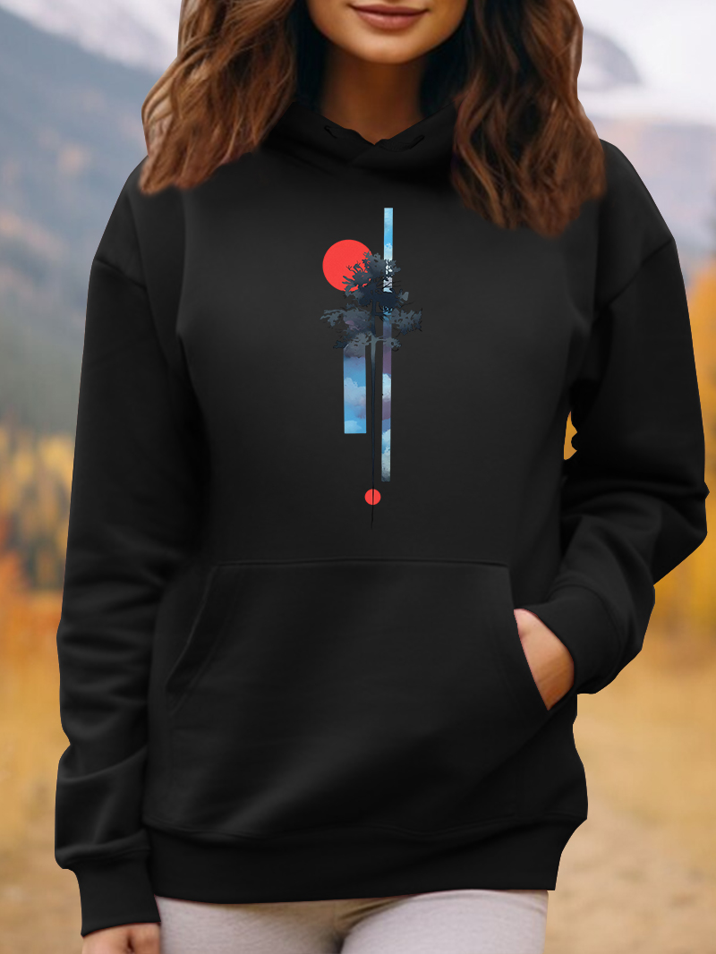 Women's Abstract Natural Printed Hoodie