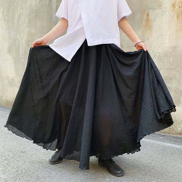 Dawfashion-Dark Double-layered Long Skirt Design, Wide Leg, Large Skirt, Loose Culottes-Yamamoto Diablo Clothing