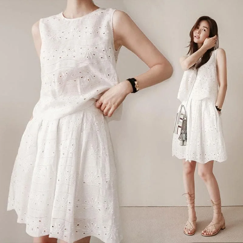 White Two Pieces Dress, Summer Dress