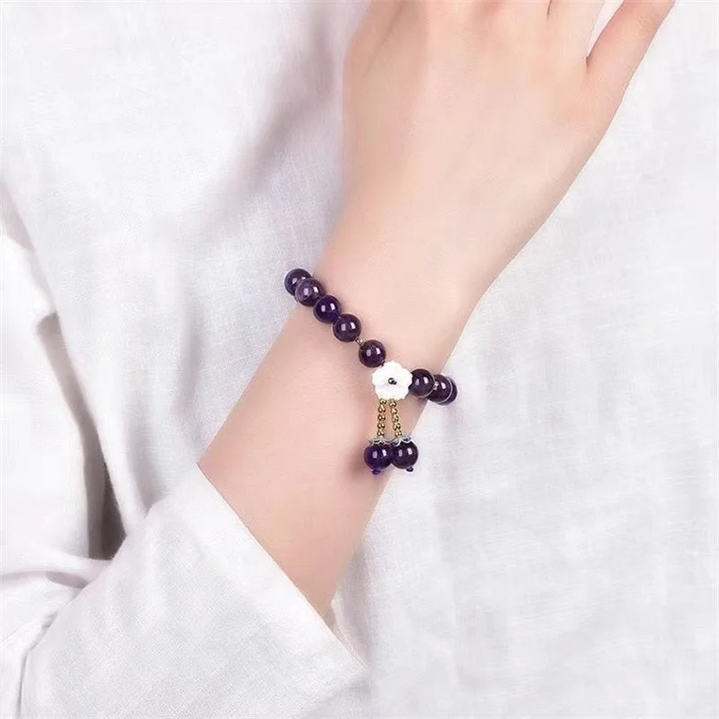 Natural Amethyst Crystal Flower Spiritual Healing Bracelet
