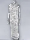 Sexy Hollow Crochetgo Mermaid Cover-Ups Maxi Dress