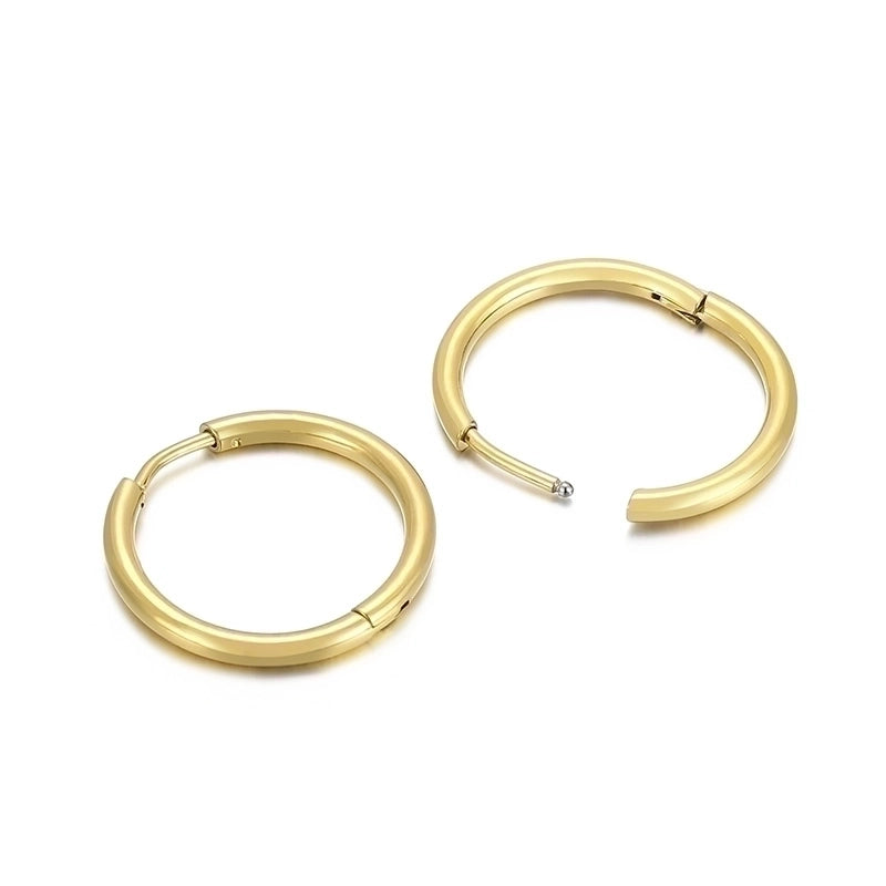 1 Pair Streetwear Solid Color Titanium Steel 18K Gold Plated Hoop Earrings