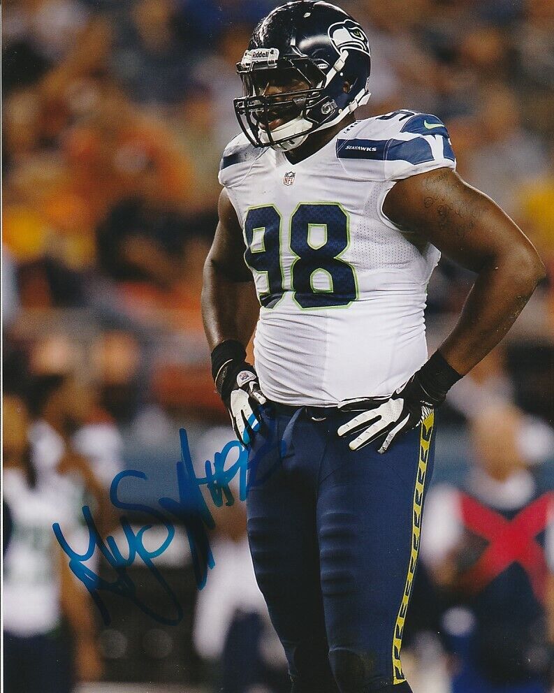 GREG SCRUGGS SIGNED SEATTLE SEAHAWKS FOOTBALL 8x10 Photo Poster painting #2 NFL AUTOGRAPH