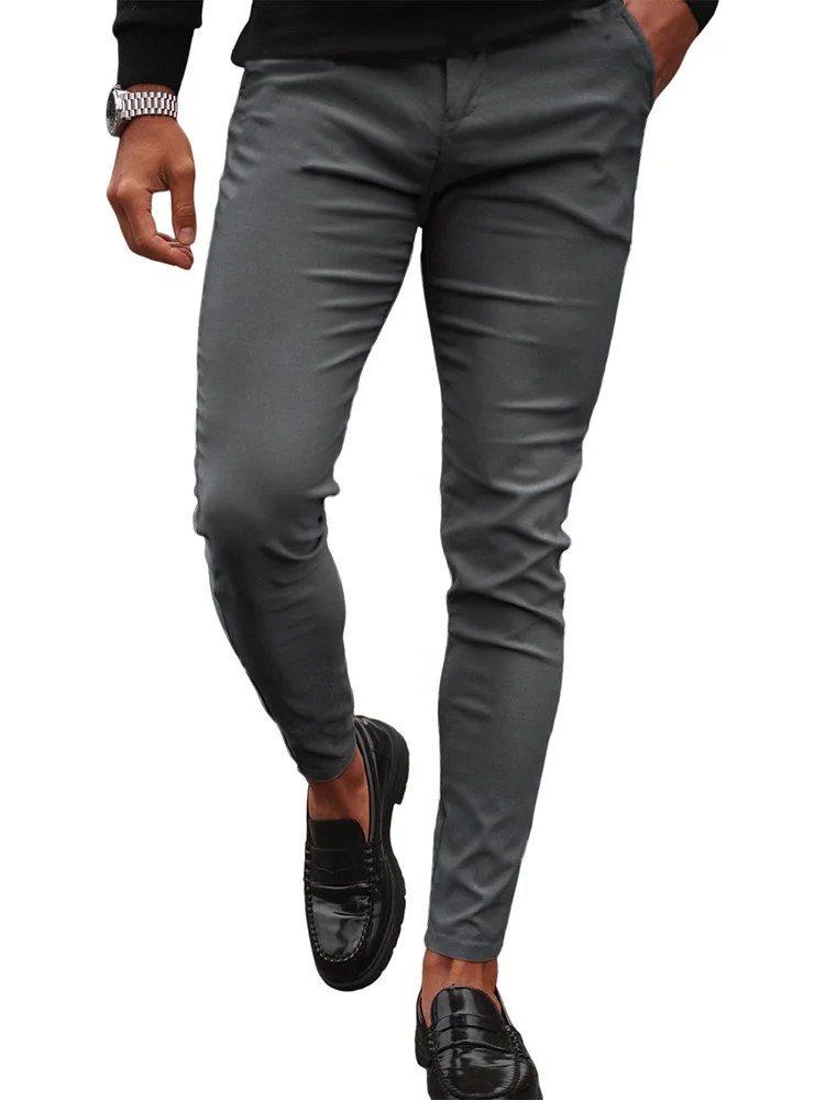 Men's Breathable Business Cotton Slim Basic Casual Trousers