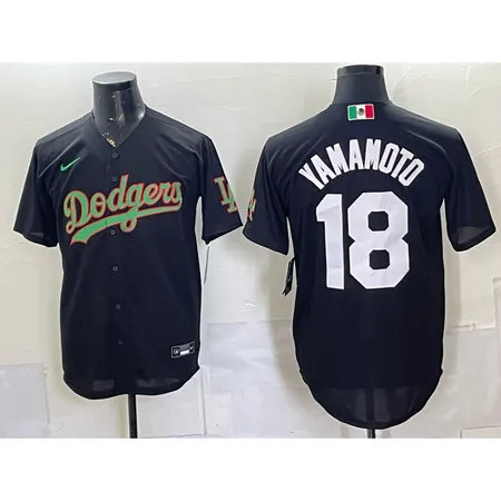 Youth Los Angeles Dodgers #18 Yoshinobu Yamamoto Black Mexico Jersey