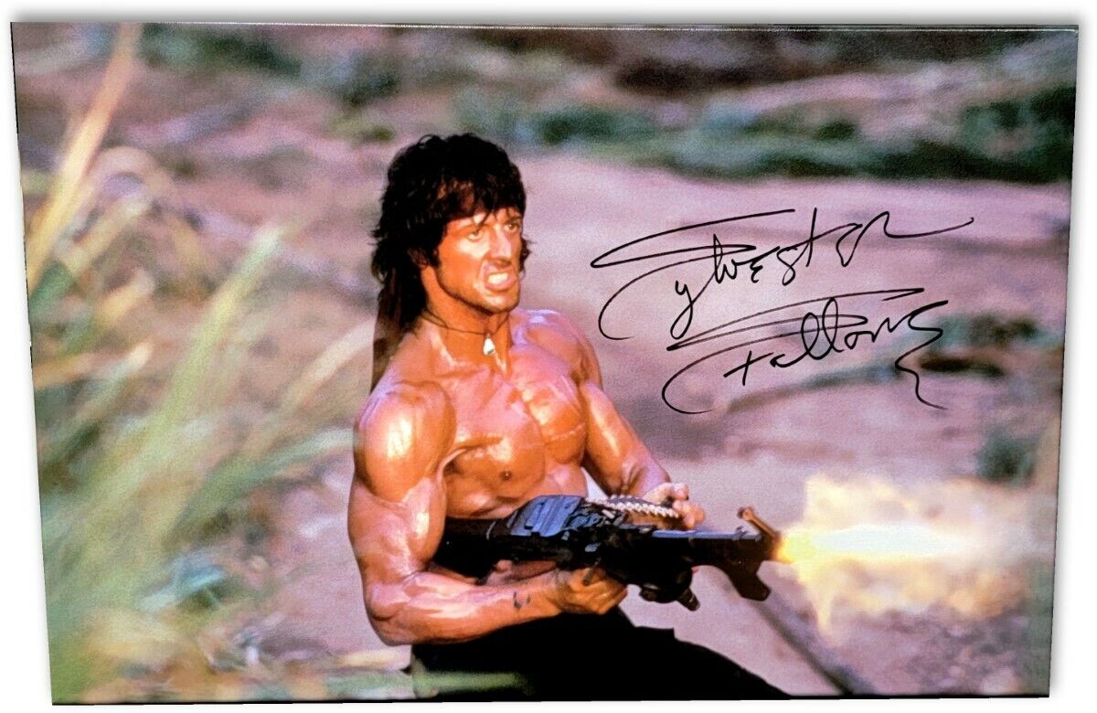 Sylvester Stallone Signed Autographed 20X30 Canvas Photo Poster painting Rambo w/Gun OA-8423216