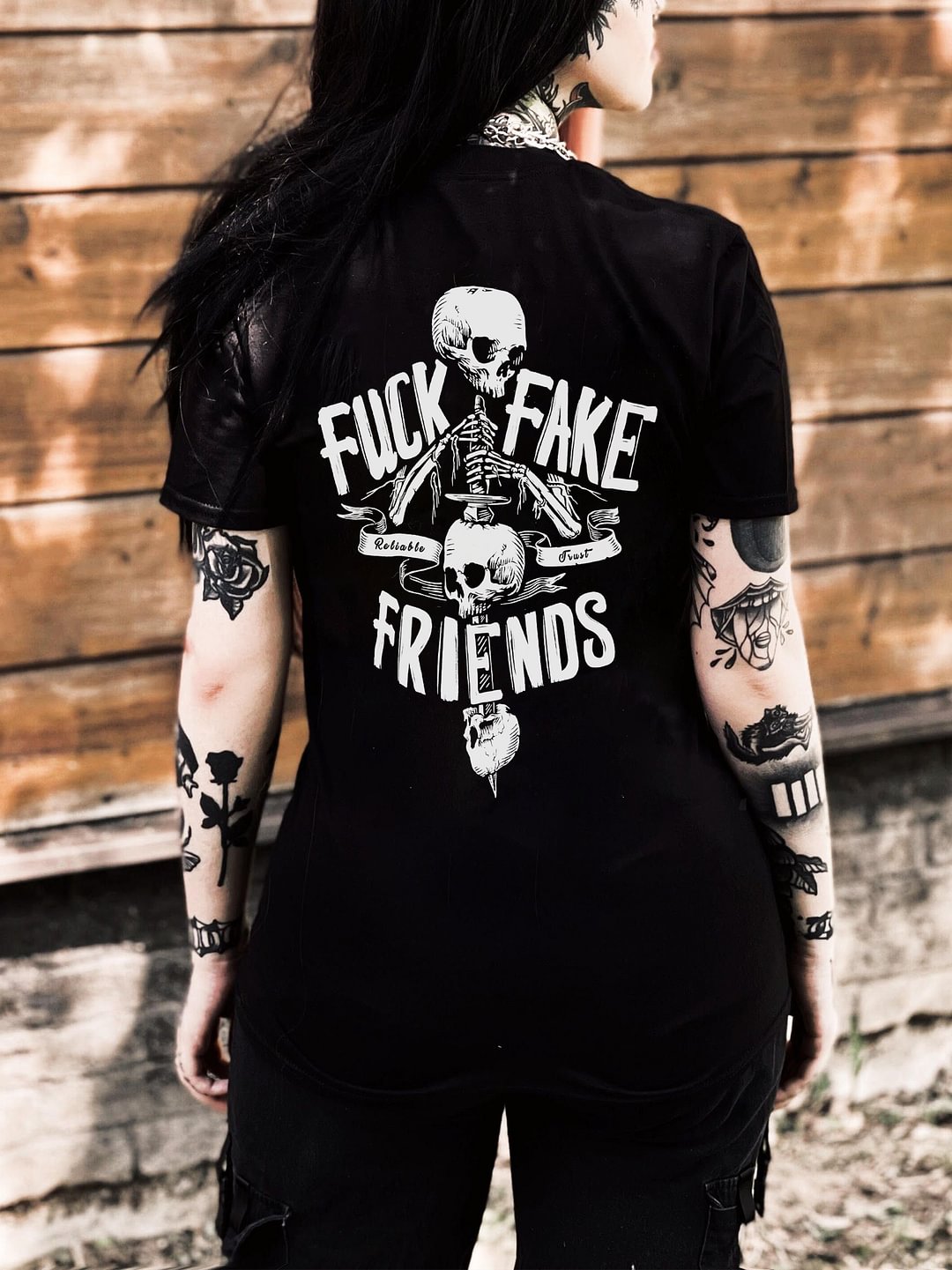 F*** Fake Friends Printed Women's T-shirt - Minnieskull