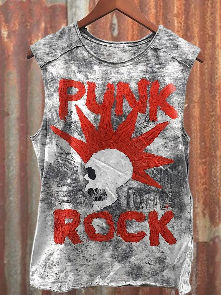 Unisex Retro Punk Music Art Illustration Print Tank Top