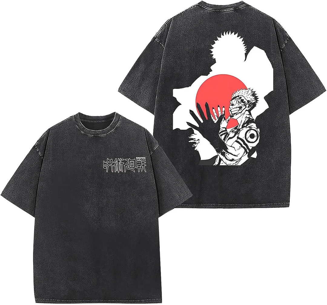 Jujutsu Kaisen Anime Printed Oversize Washed T-Shirt