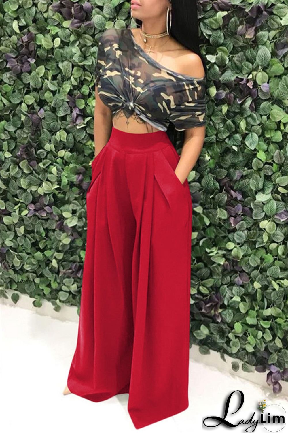 Coffee Fashion Casual Solid Patchwork Regular High Waist Conventional Solid Color Bottoms