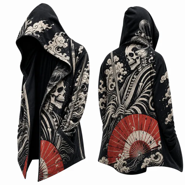 Techwear Japanese Tiger Cloud Hooded Cloak Jacket