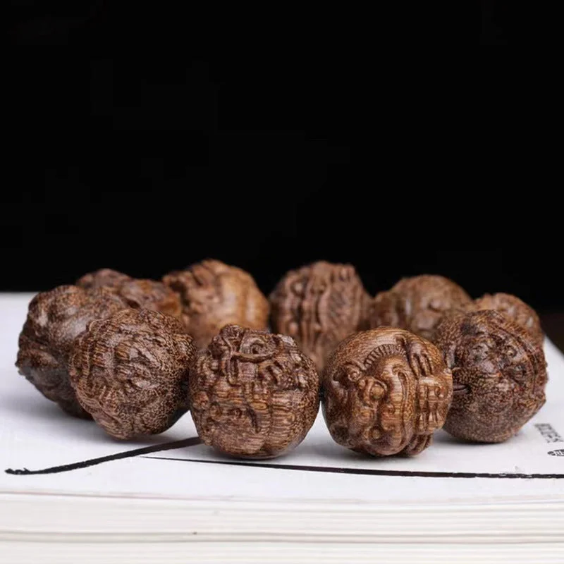 Buddhism Carved Beads Prayer Meditation Bracelet 25mm