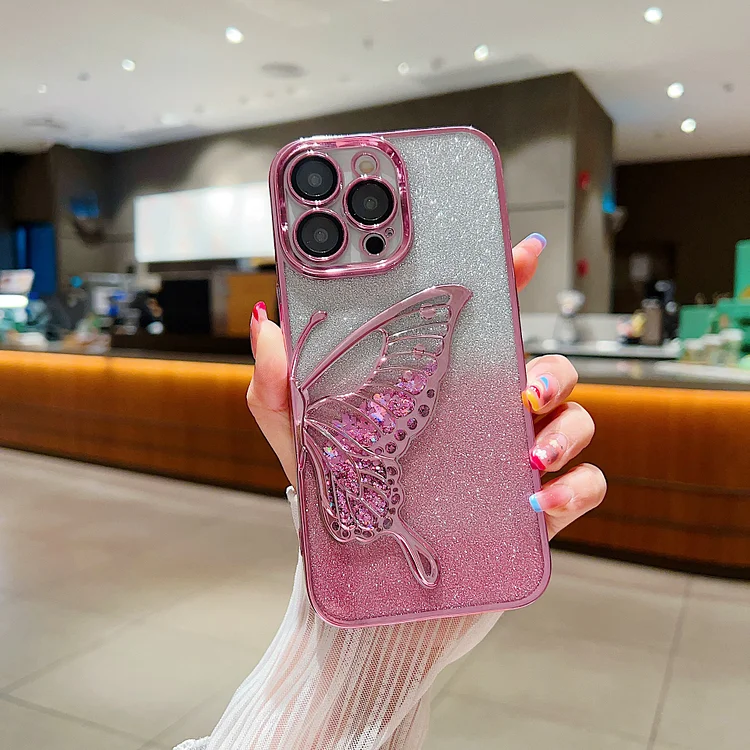 Beautiful three-dimensional quicksand butterfly mobile phone case