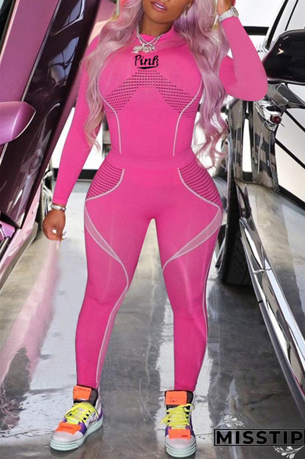 Black Fashion Sportswear Letter Print Basic O Neck Long Sleeve Two Pieces