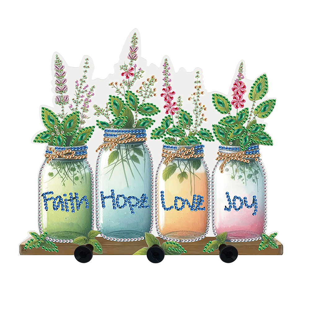 Acrylic Vase Bouquet Diamond Art Hanging Hooks A Row of 3 Hooks DIY Crafts Decor