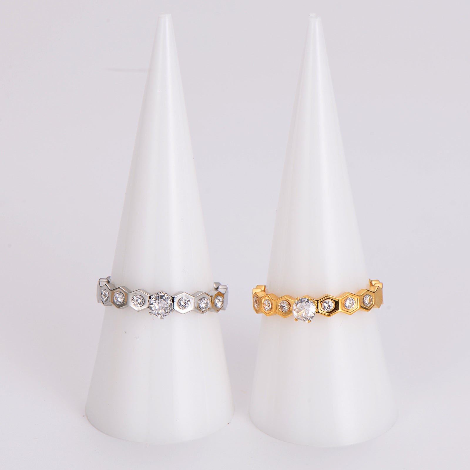 Aml Stainless Steel Korean Version All-Match Diamond-Shaped Diamond Ring For Women