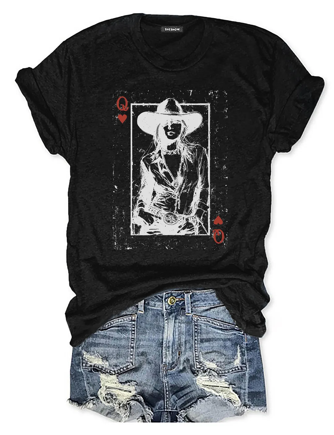 Cowgirl Queen Of Hearts Card T-shirt