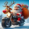 Diamond Painting-DIY Full Round Drill Motorcycle Santa(40*40CM）