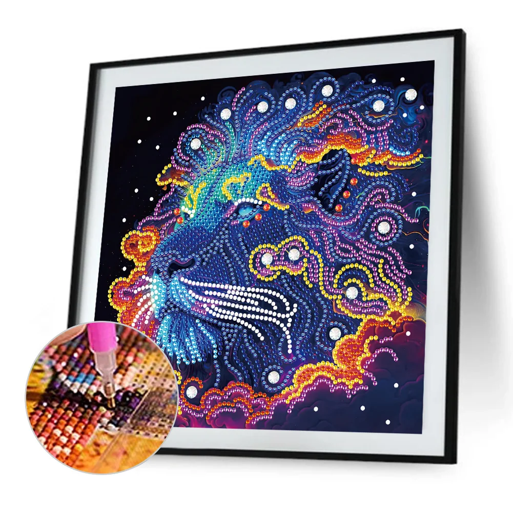Special Shape Diamond Painting 30*30cm - Colorful Lion