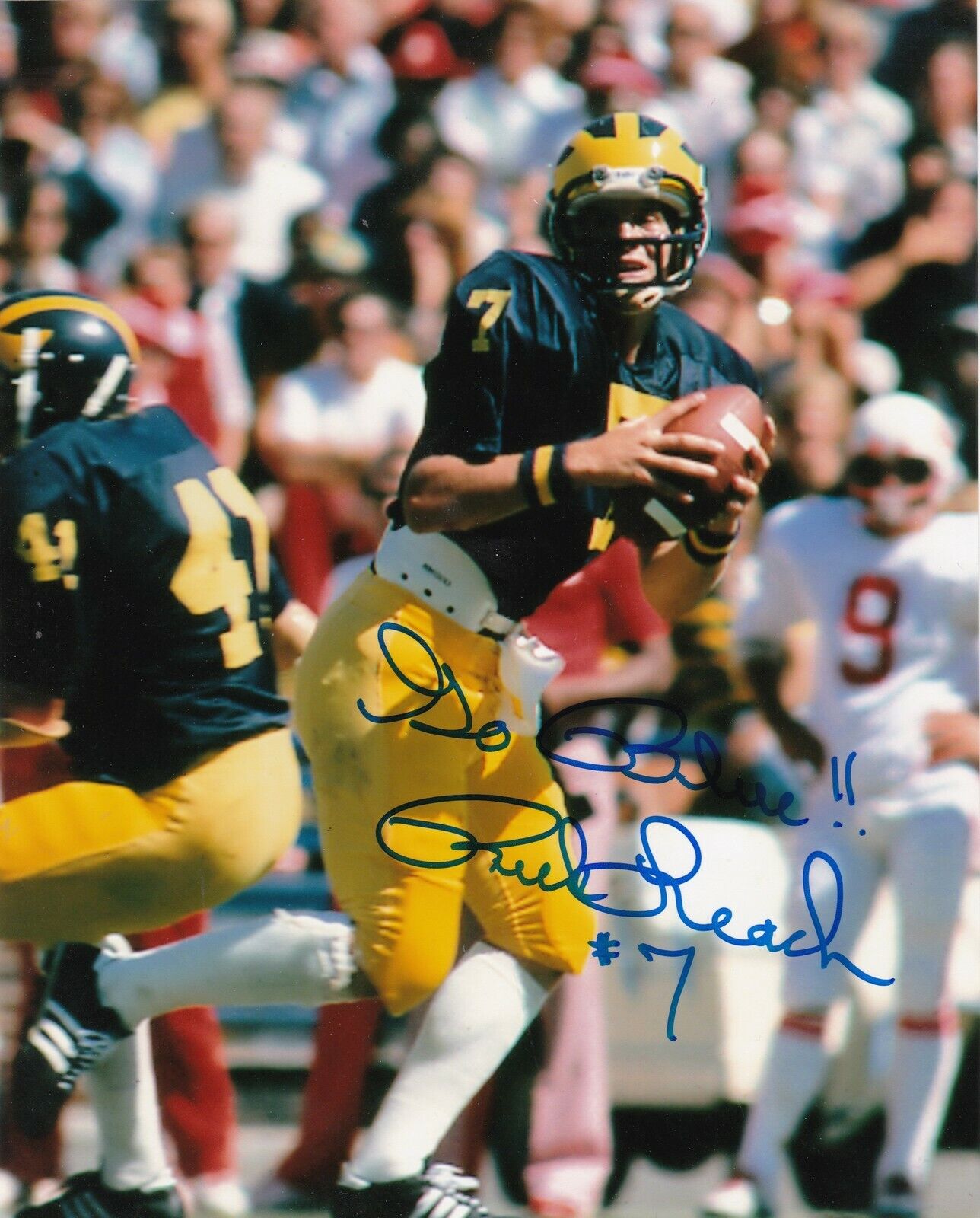 RICK LEACH MICHIGAN WOLVERINES ACTION SIGNED 8x10